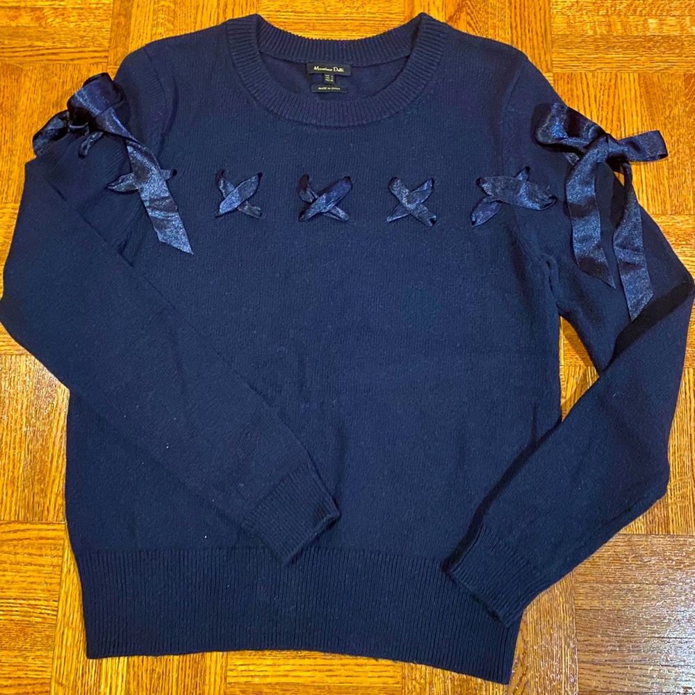Sweater with sateen ribbon Massimo Dutti